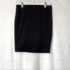 Black stretch pencil skirt